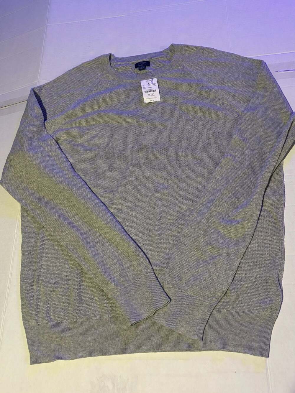 J. Crew Crewneck Sweater Size L Gray Cotton Raglan Long Sleeve New W Tags $90